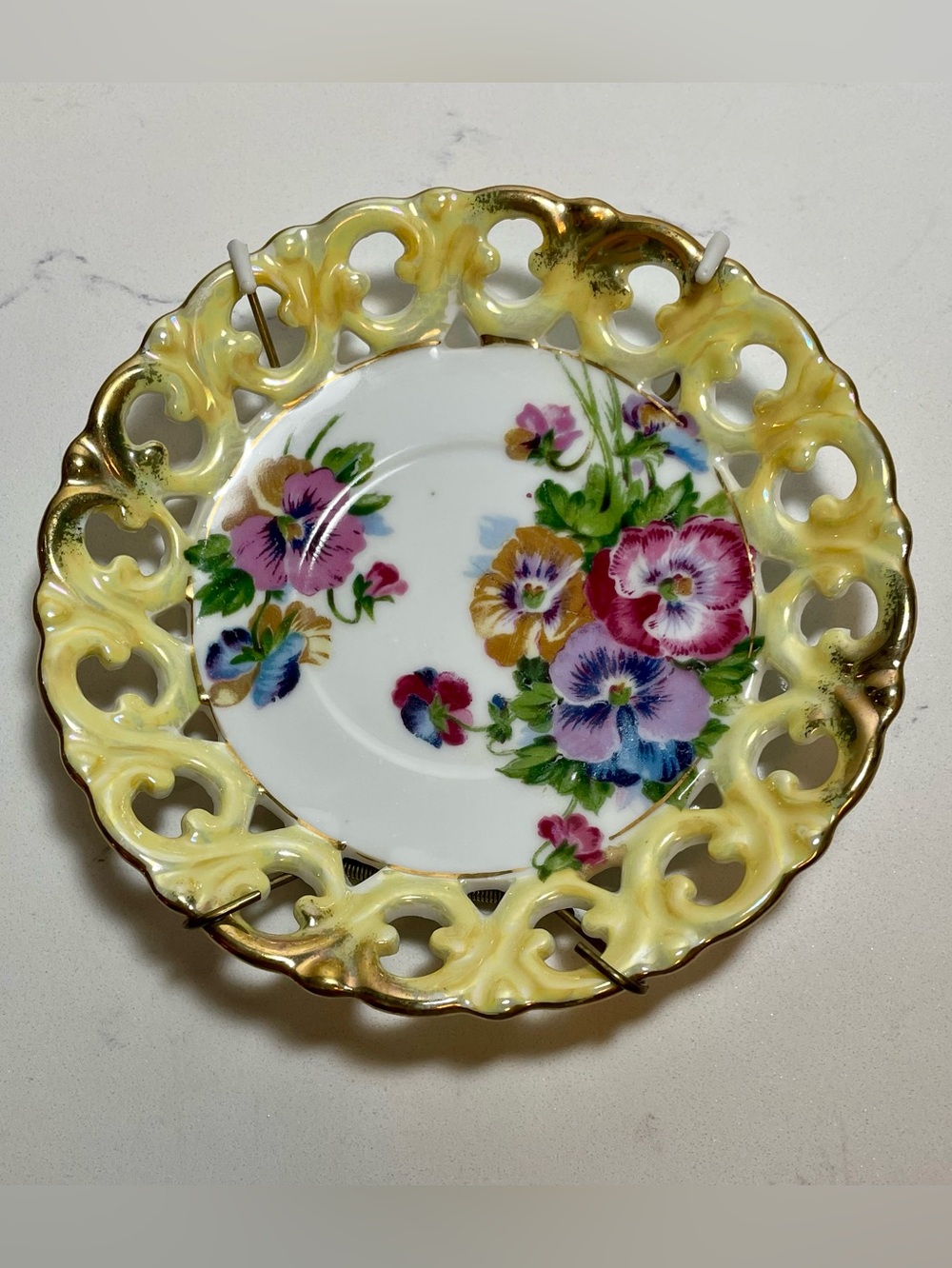 Vintage Royal Sealy China Tea Saucer w/ Plate Hanger